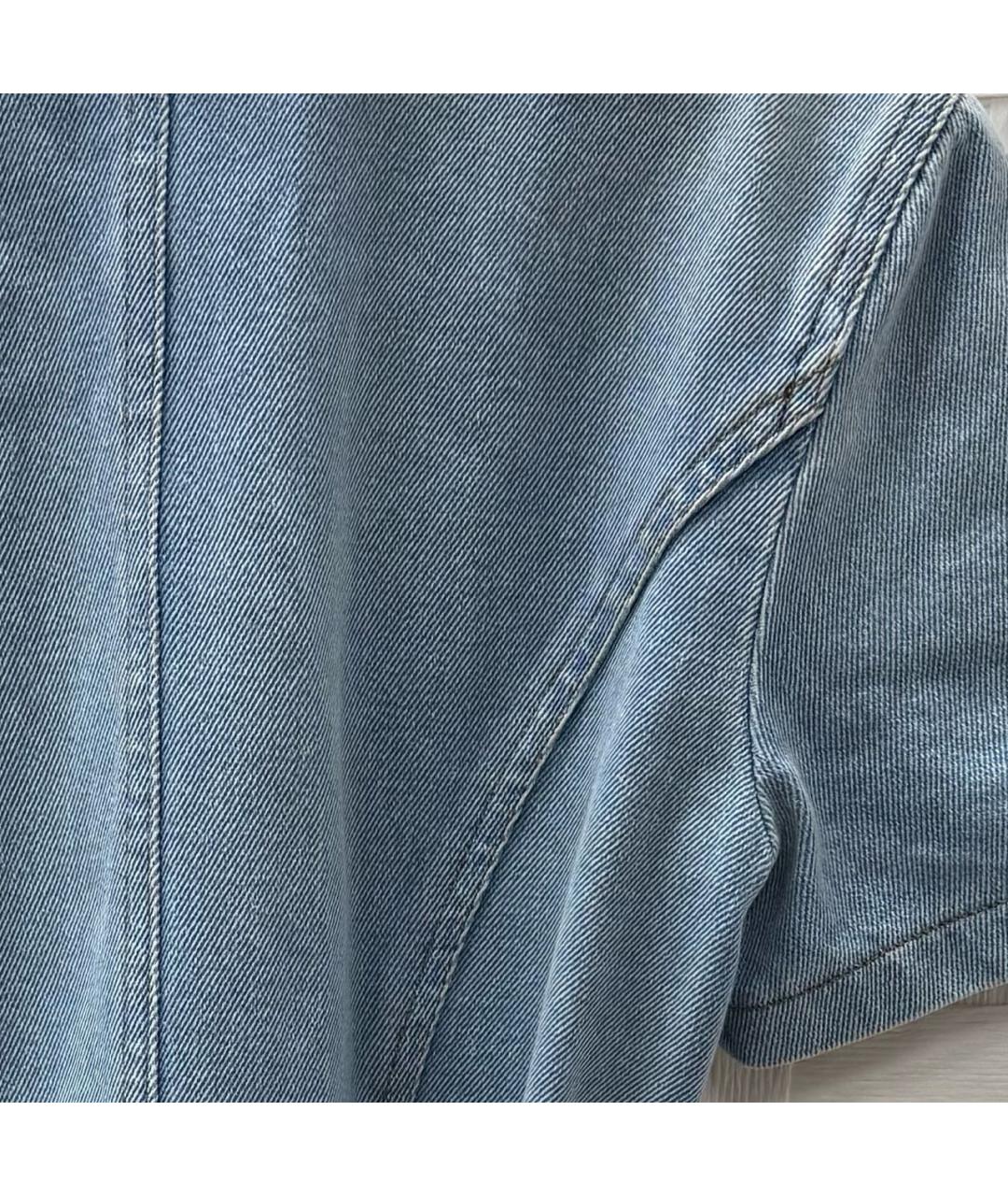 NANUSHKA Голубое хлопко-эластановое повседневное платье, фото 4