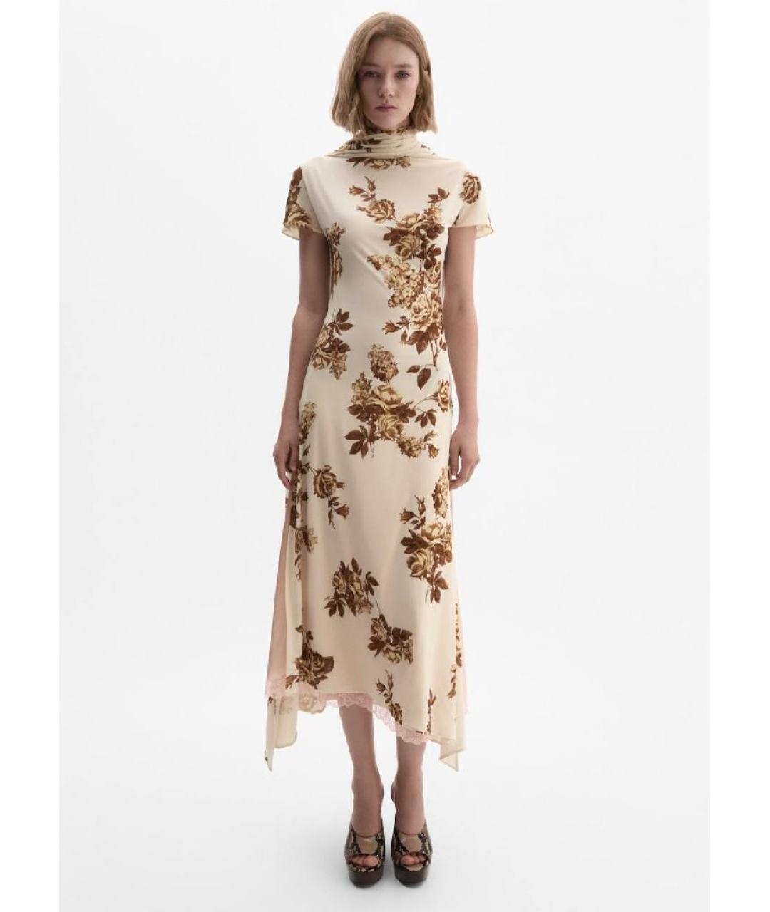 MAGDA BUTRYM Бежевое вискозное коктейльное платье, фото 5