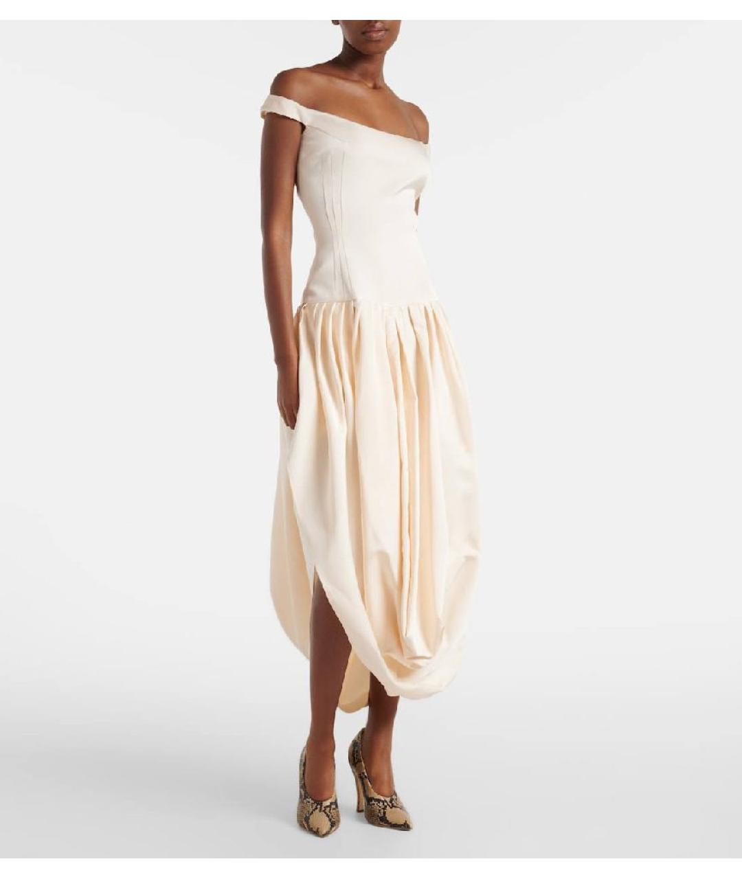 MAGDA BUTRYM Белое шелковое коктейльное платье, фото 2