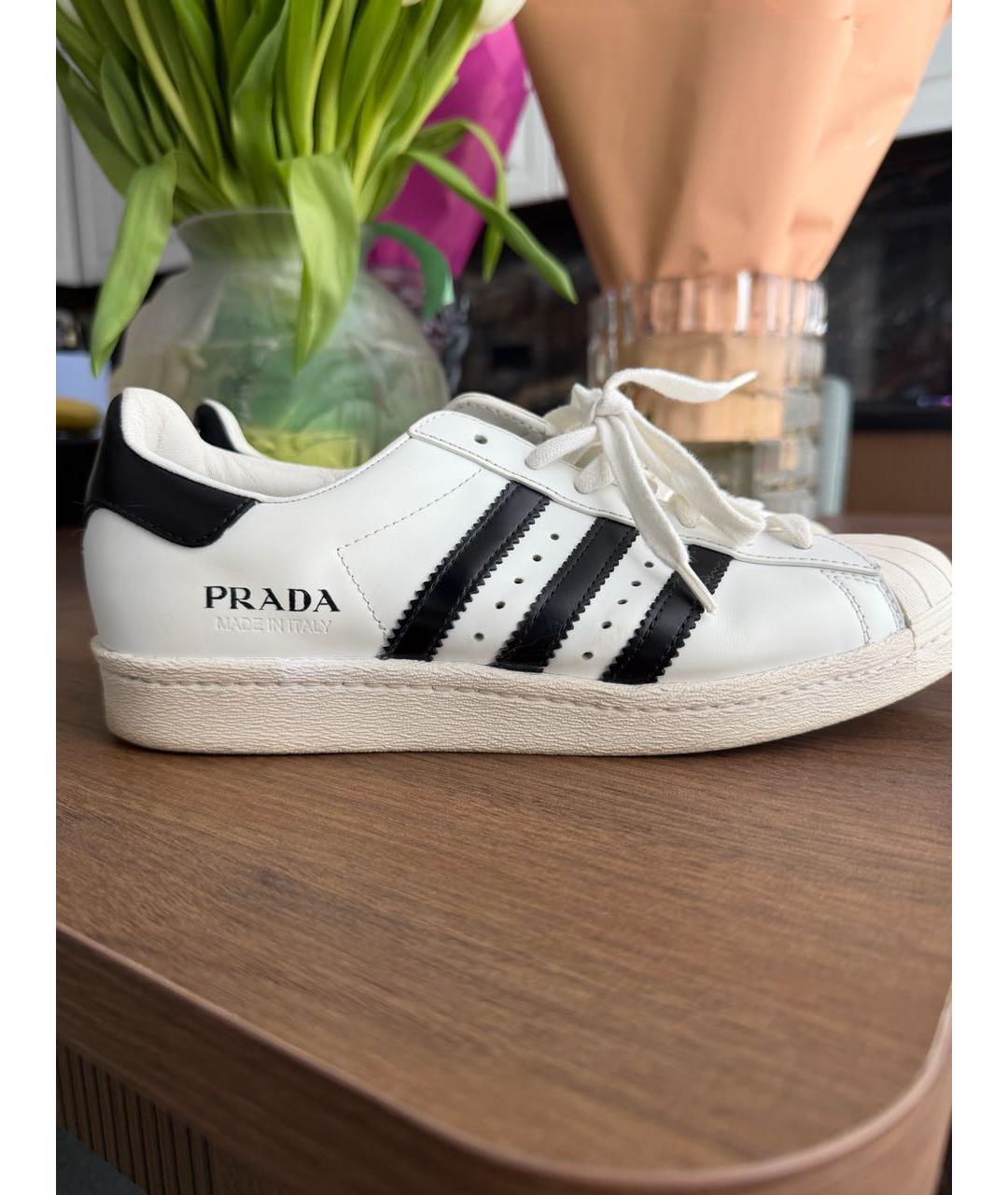 PRADA Белые кожаные кеды, фото 2