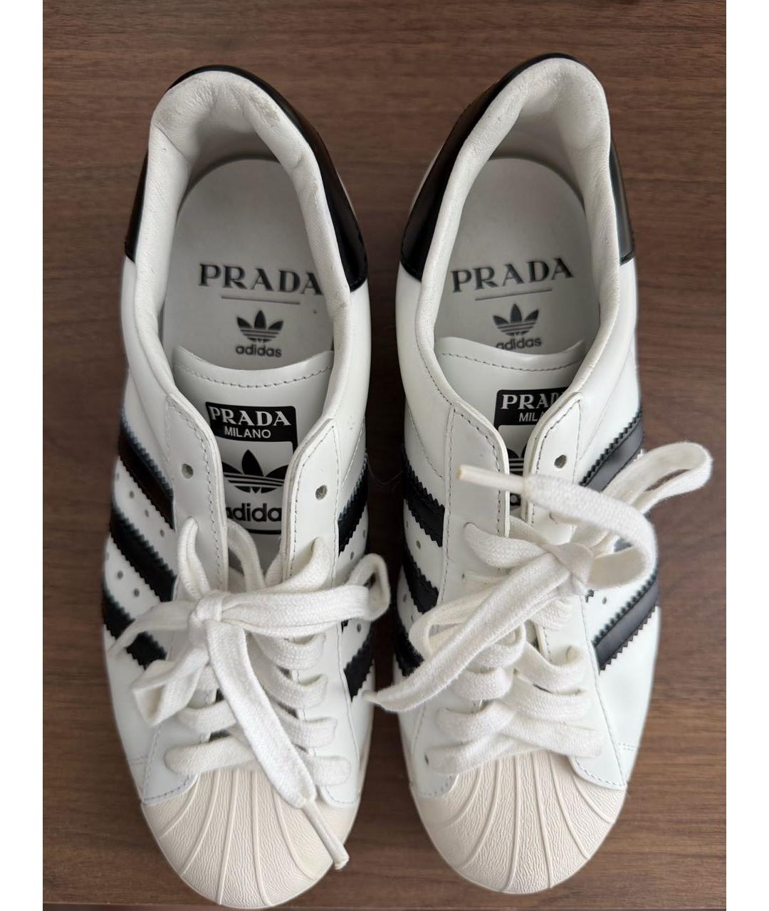 PRADA Белые кожаные кеды, фото 5