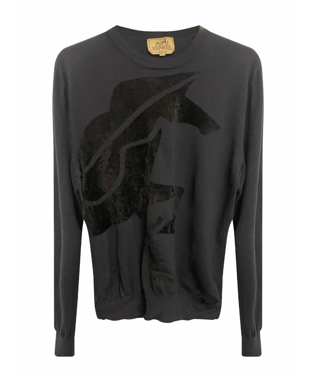 HERMES Темно-синий шерстяной джемпер / свитер, фото 1