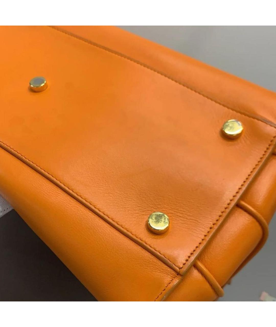 SAINT LAURENT Оранжевая кожаная сумка тоут, фото 5