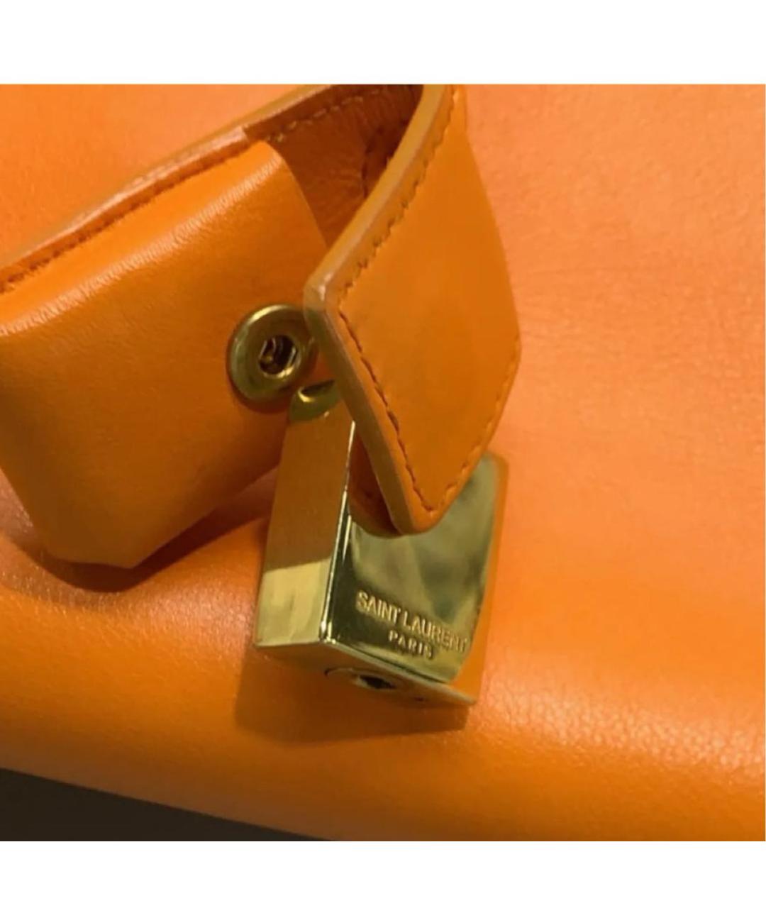 SAINT LAURENT Оранжевая кожаная сумка тоут, фото 4