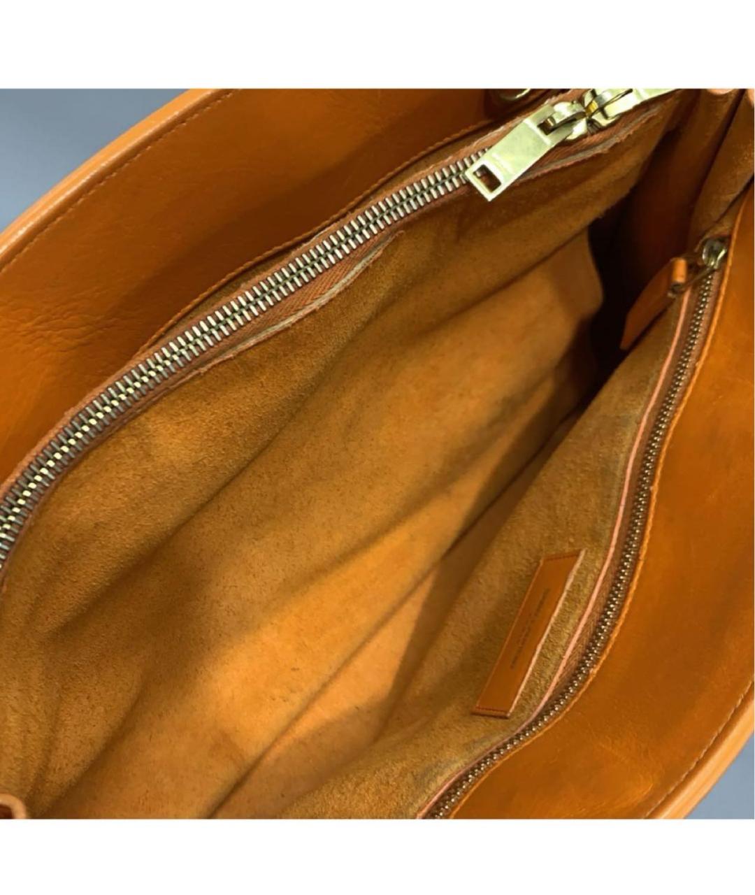 SAINT LAURENT Оранжевая кожаная сумка тоут, фото 3