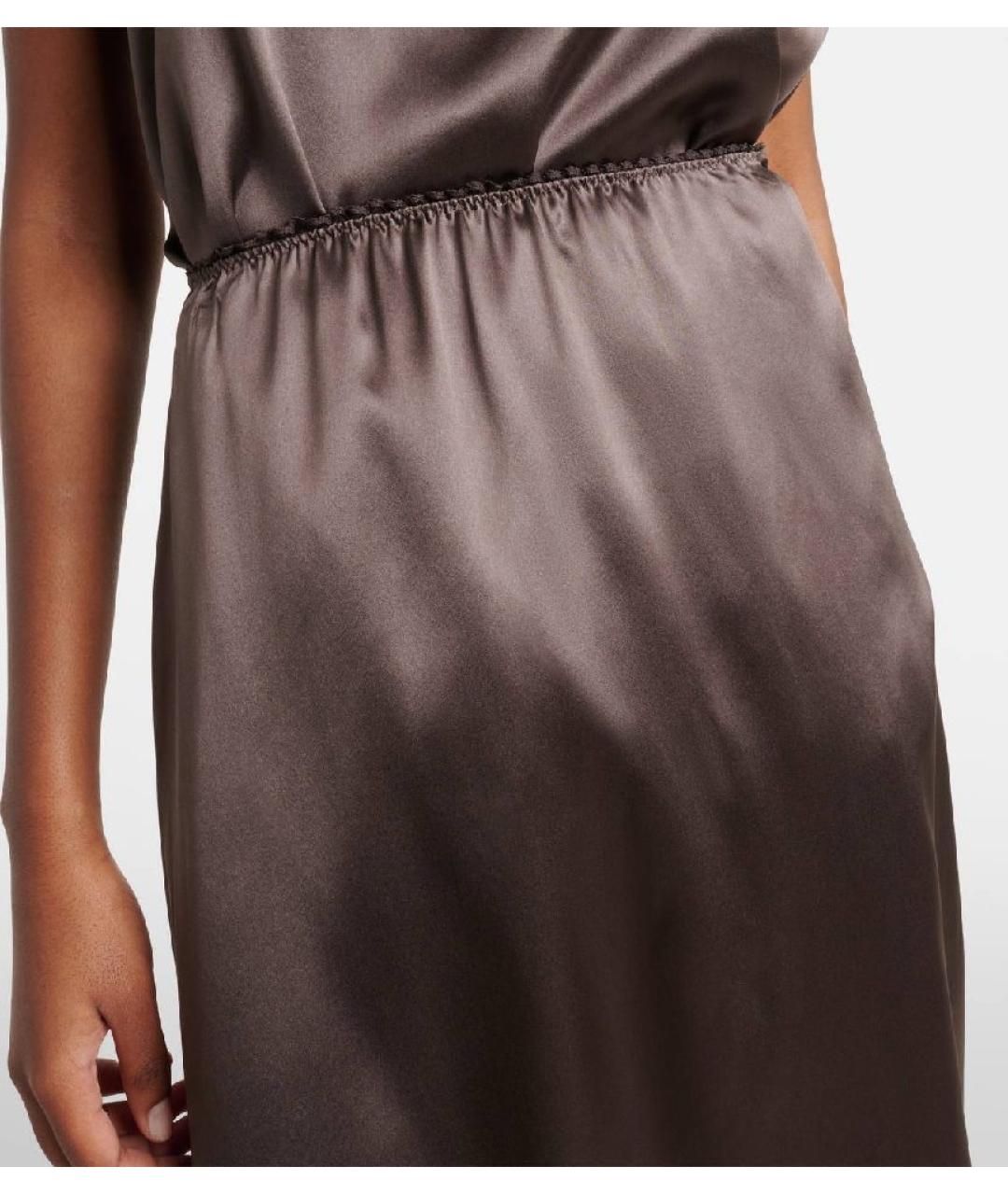 MAGDA BUTRYM Коричневая шелковая юбка миди, фото 3