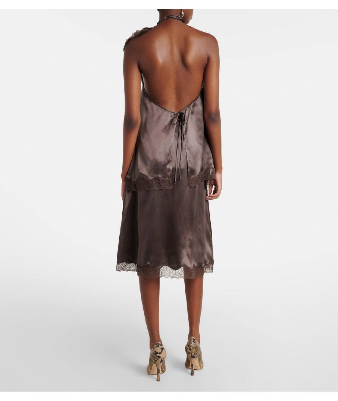 MAGDA BUTRYM Коричневая шелковая юбка миди, фото 5