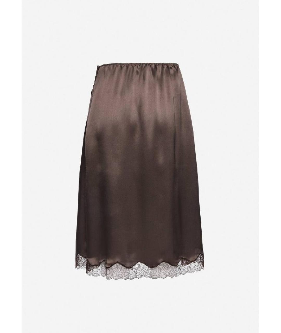 MAGDA BUTRYM Коричневая шелковая юбка миди, фото 6