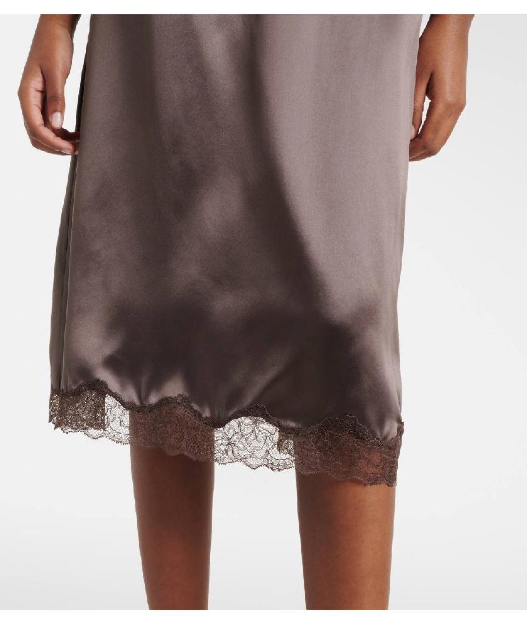 MAGDA BUTRYM Коричневая шелковая юбка миди, фото 4