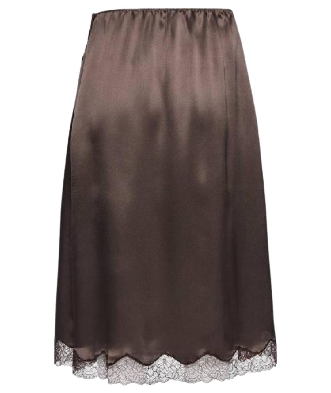 MAGDA BUTRYM Коричневая шелковая юбка миди, фото 1