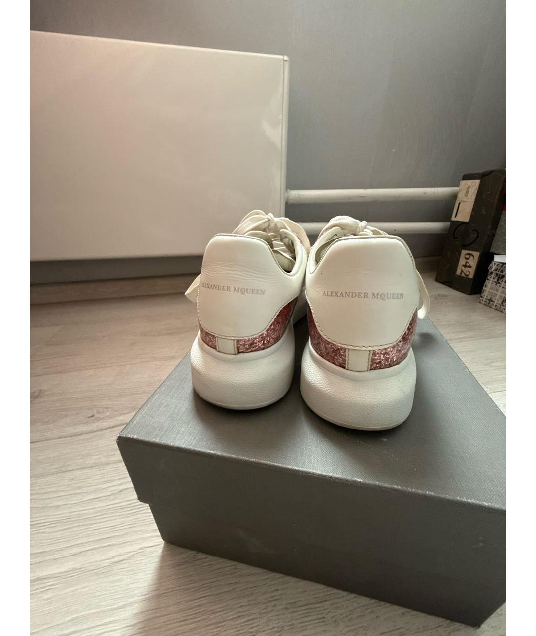 ALEXANDER MCQUEEN Серебряные кожаные кроссовки, фото 5