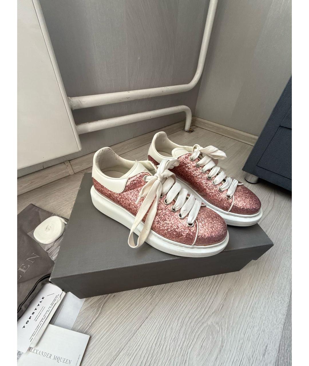 ALEXANDER MCQUEEN Серебряные кожаные кроссовки, фото 2