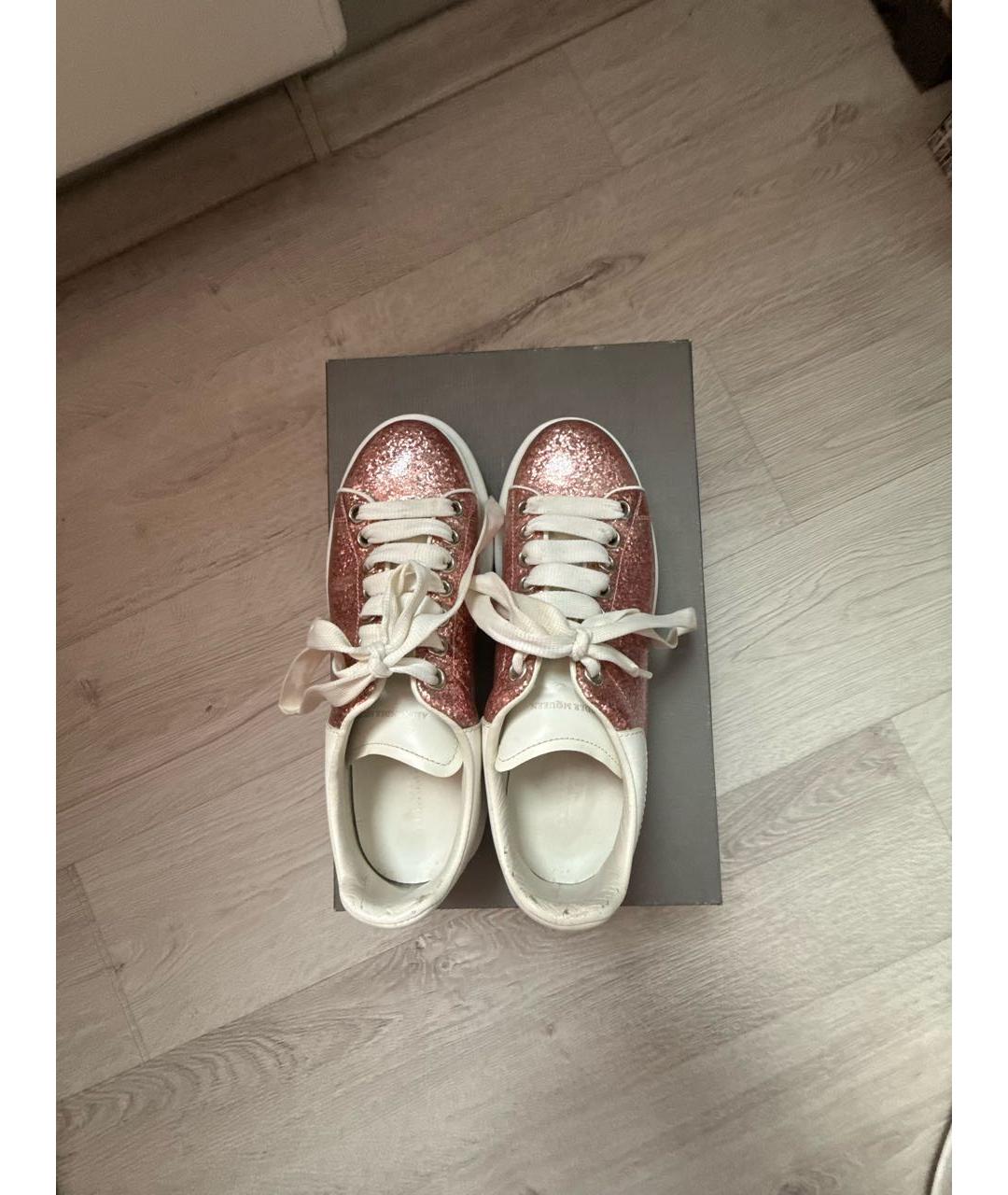 ALEXANDER MCQUEEN Серебряные кожаные кроссовки, фото 4