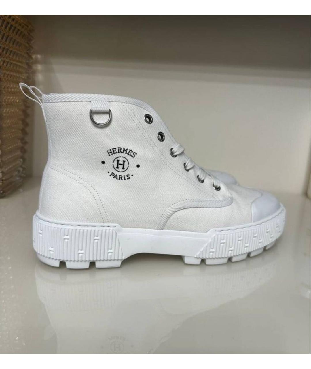 HERMES Белые текстильные ботинки, фото 7