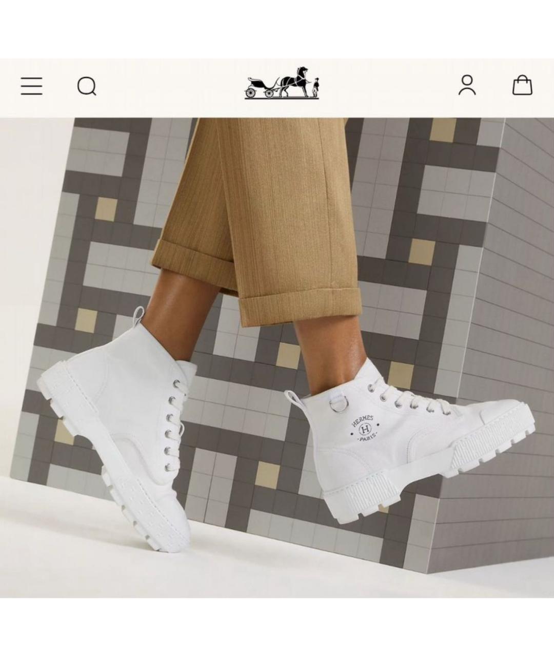 HERMES Белые текстильные ботинки, фото 6