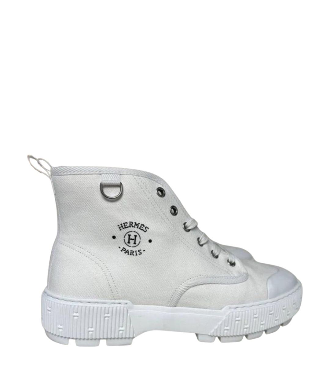 HERMES Белые текстильные ботинки, фото 1