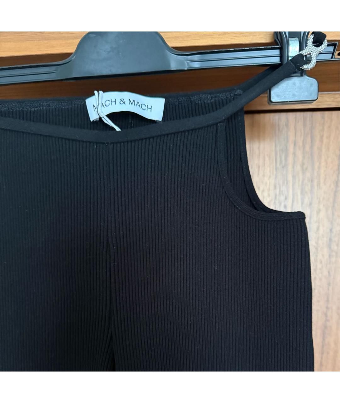 MACH&MACH Черные вискозные брюки широкие, фото 3