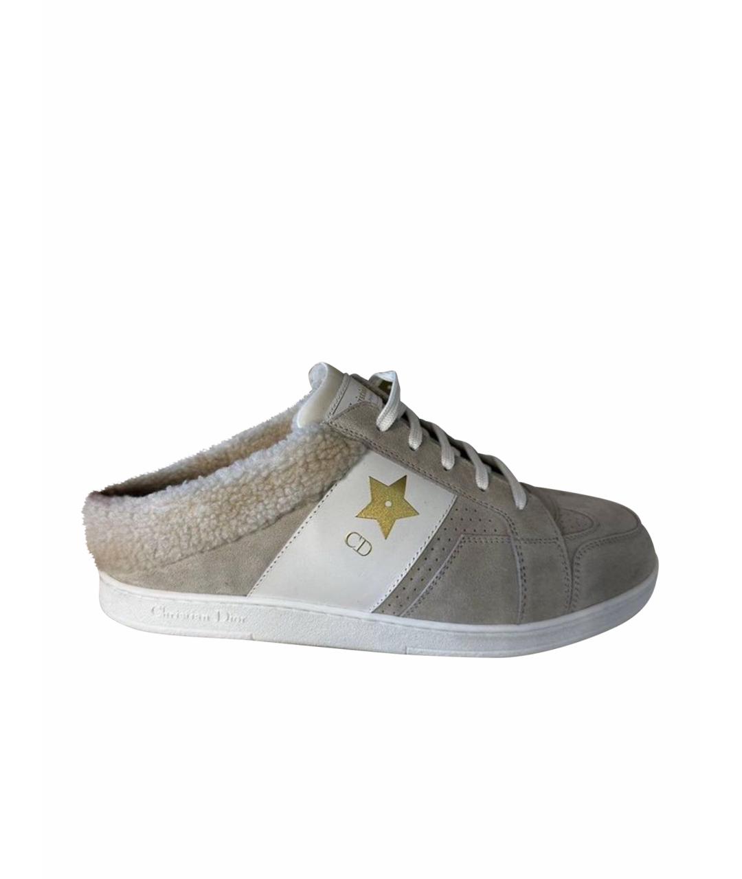 CHRISTIAN DIOR Бежевые замшевые мюли, фото 1