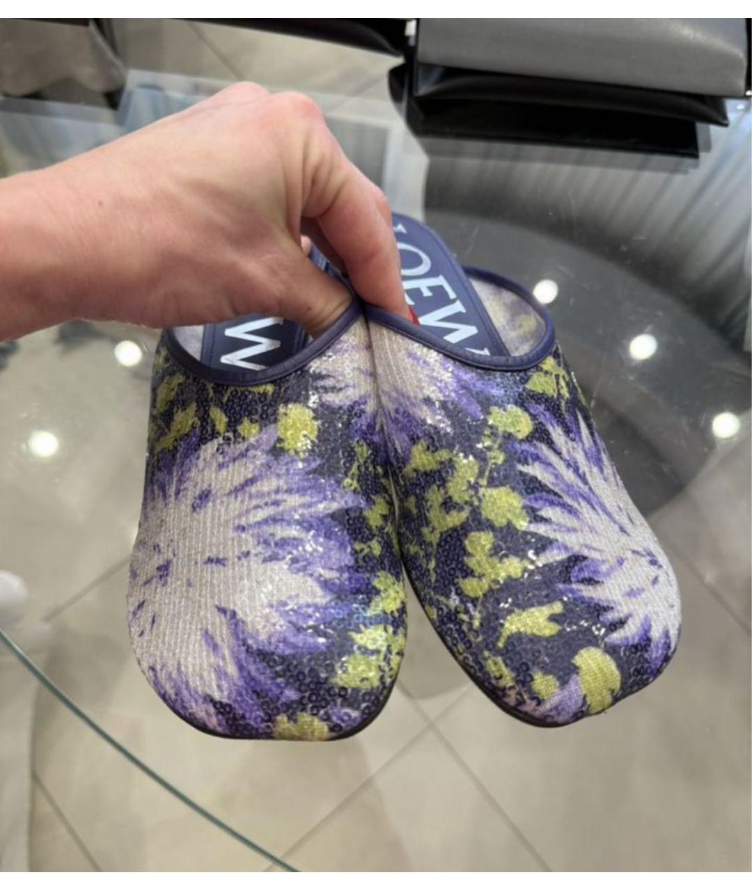 LOEWE Фиолетовые текстильные мюли, фото 5