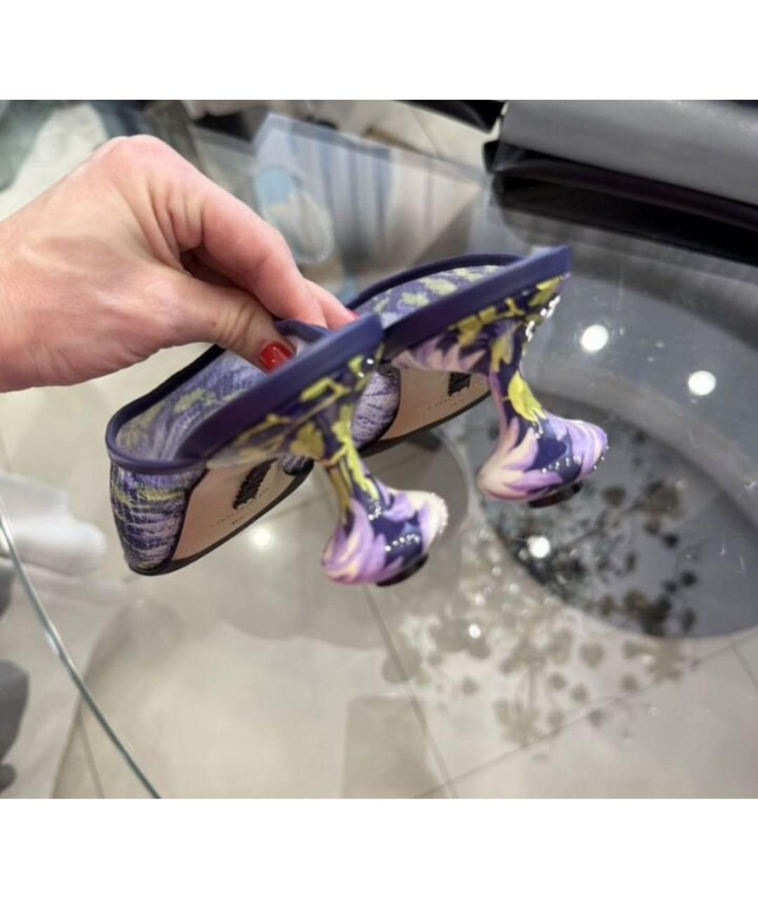 LOEWE Фиолетовые текстильные мюли, фото 4