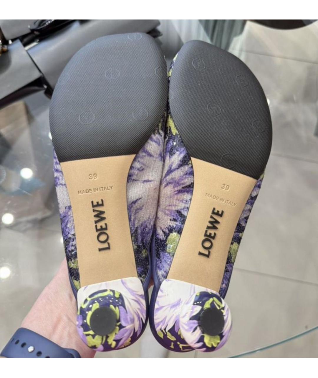 LOEWE Фиолетовые текстильные мюли, фото 6