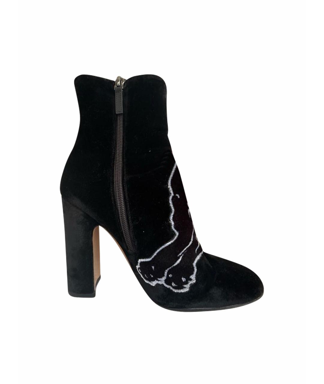 VALENTINO Черные бархатные ботильоны, фото 1