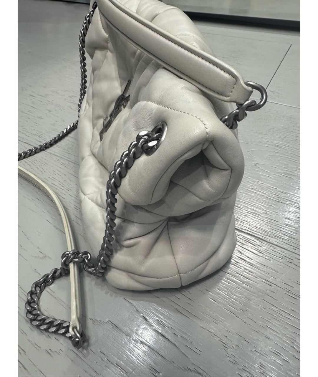 SAINT LAURENT Бежевая кожаная сумка через плечо, фото 4