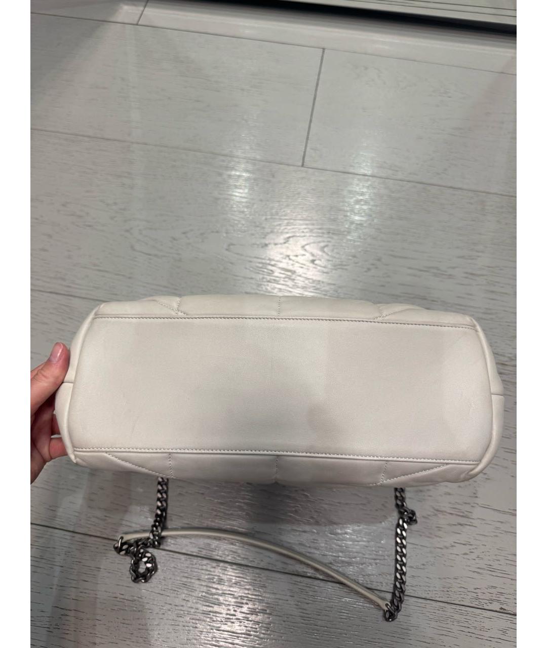 SAINT LAURENT Бежевая кожаная сумка через плечо, фото 5