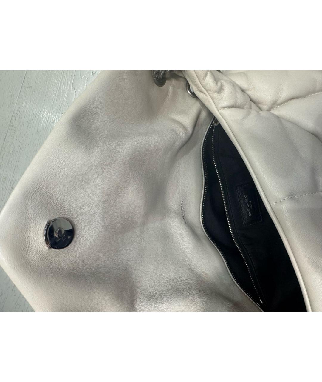 SAINT LAURENT Бежевая кожаная сумка через плечо, фото 6