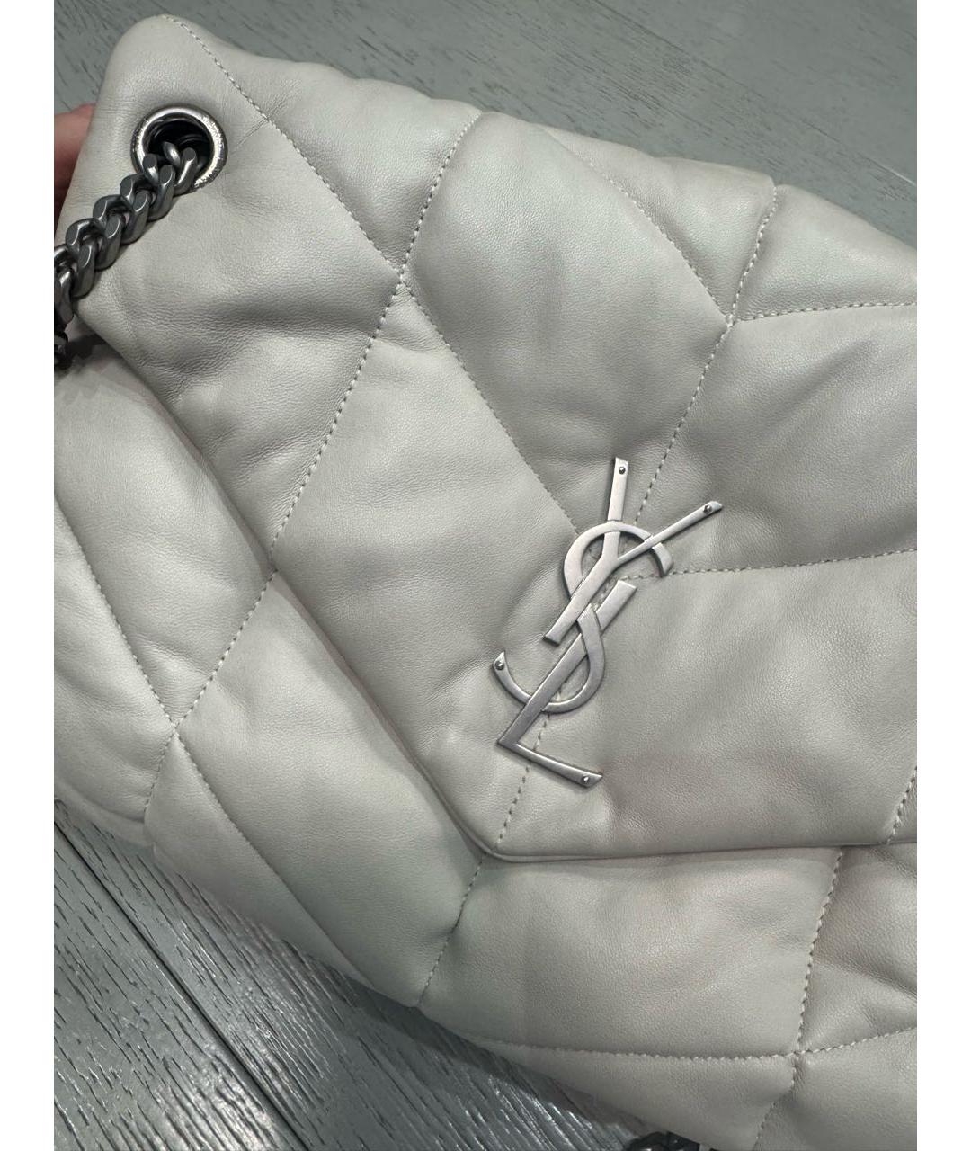 SAINT LAURENT Бежевая кожаная сумка через плечо, фото 3