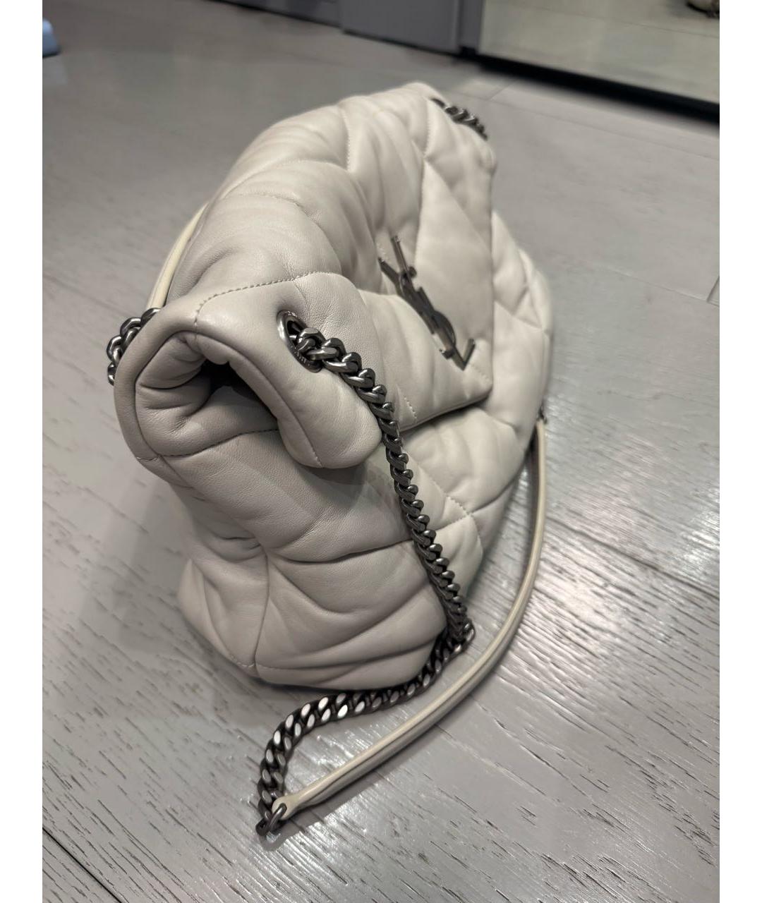 SAINT LAURENT Бежевая кожаная сумка через плечо, фото 2