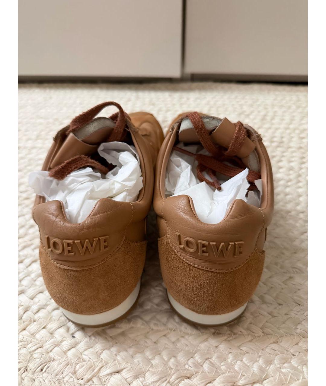LOEWE Коричневые замшевые кеды, фото 4