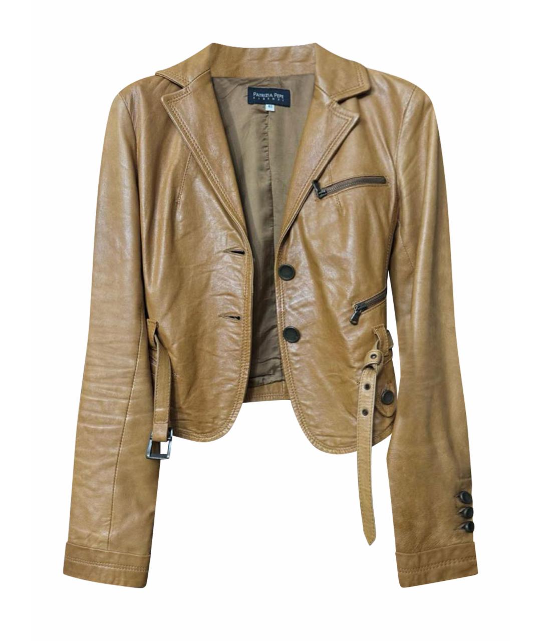 PATRIZIA PEPE Оранжевая кожаная куртка, фото 1