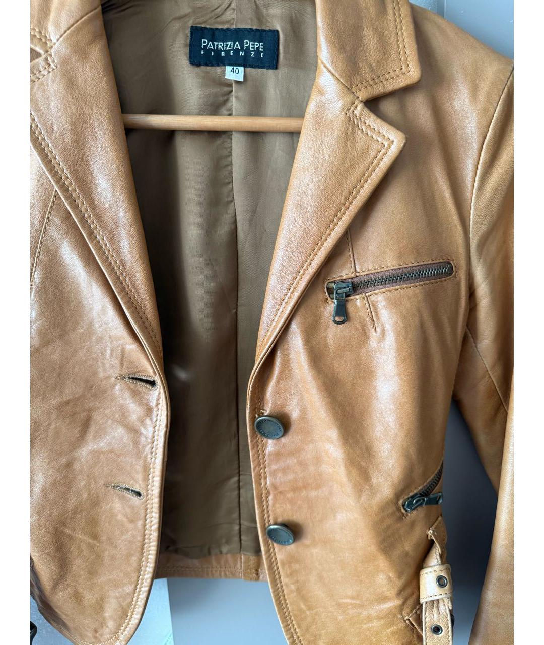 PATRIZIA PEPE Оранжевая кожаная куртка, фото 4