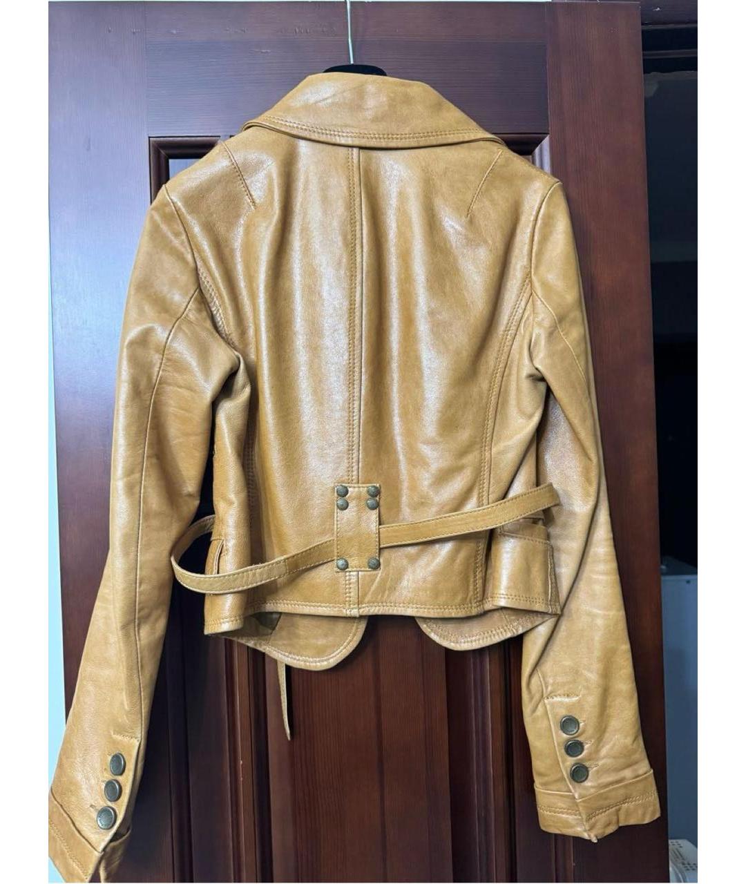 PATRIZIA PEPE Оранжевая кожаная куртка, фото 2