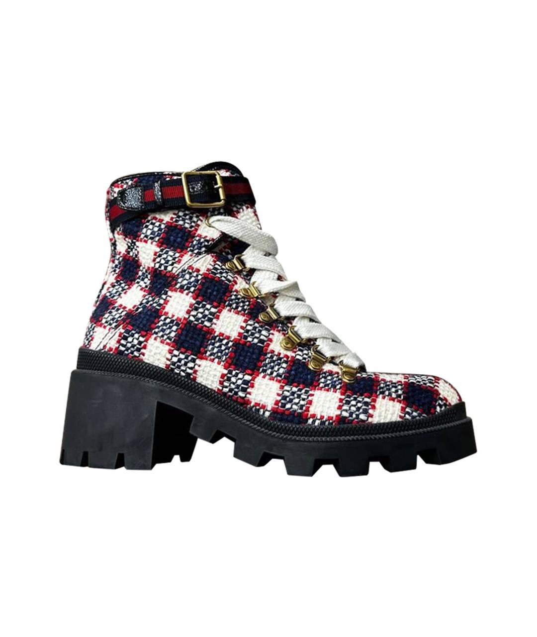 GUCCI Темно-синие текстильные ботинки, фото 1