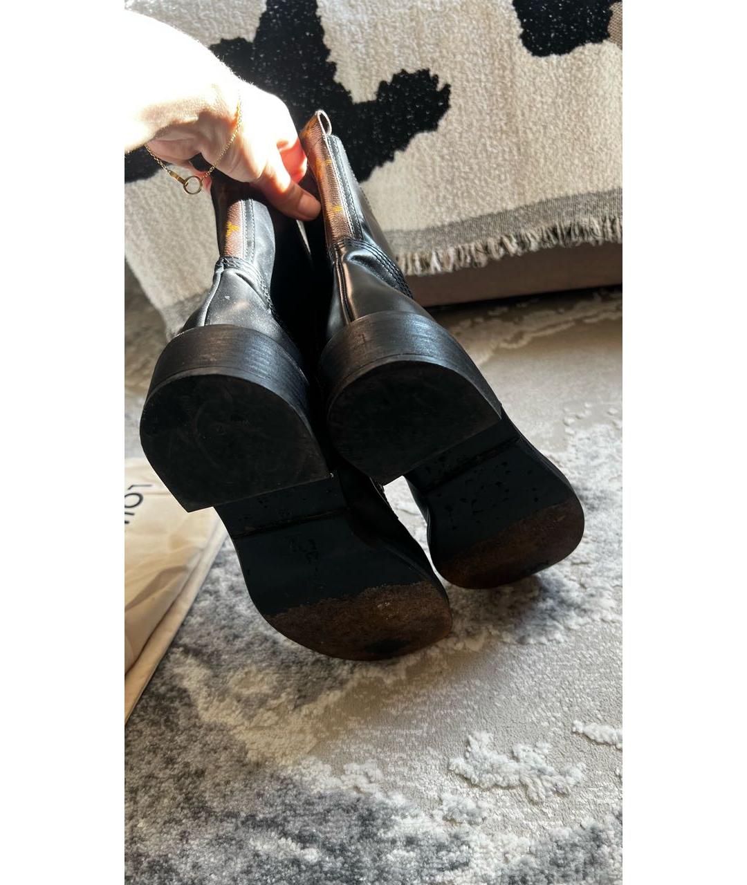 LOUIS VUITTON Черные кожаные ботинки, фото 5