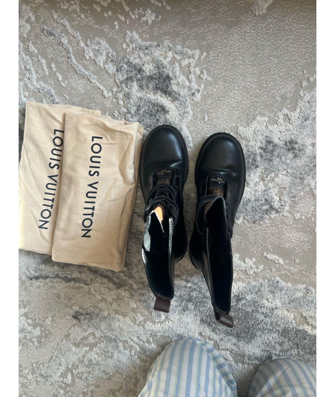 LOUIS VUITTON Черные кожаные ботинки, фото 2