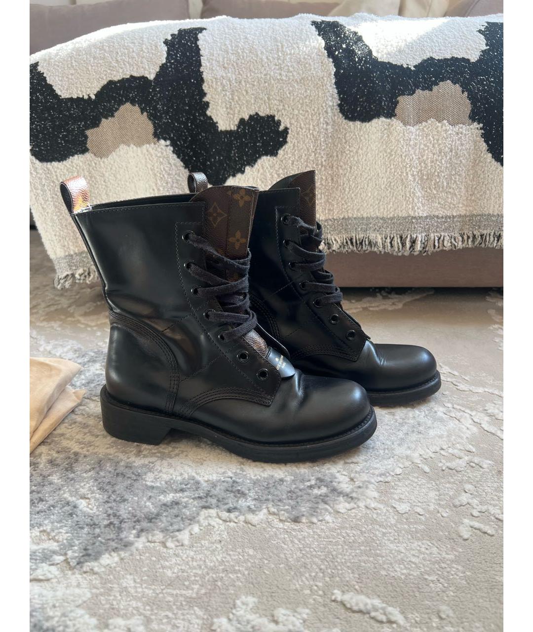 LOUIS VUITTON Черные кожаные ботинки, фото 8