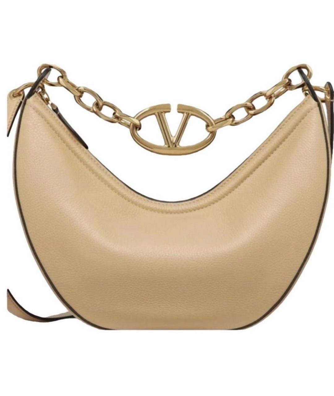 VALENTINO Бежевая кожаная сумка через плечо, фото 1