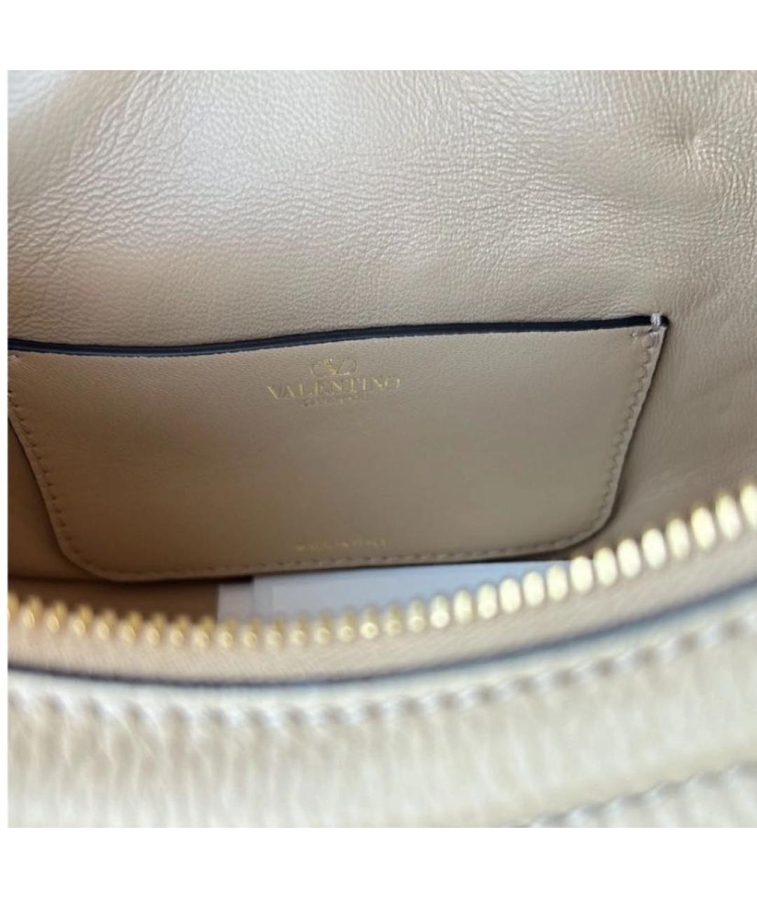 VALENTINO Бежевая кожаная сумка через плечо, фото 4