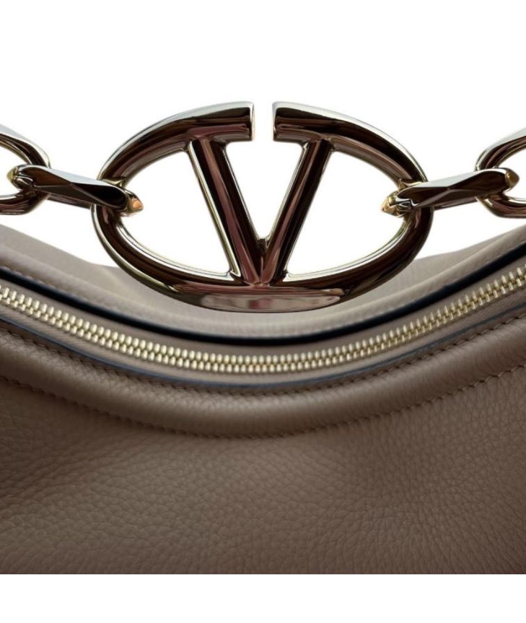 VALENTINO Бежевая кожаная сумка через плечо, фото 3