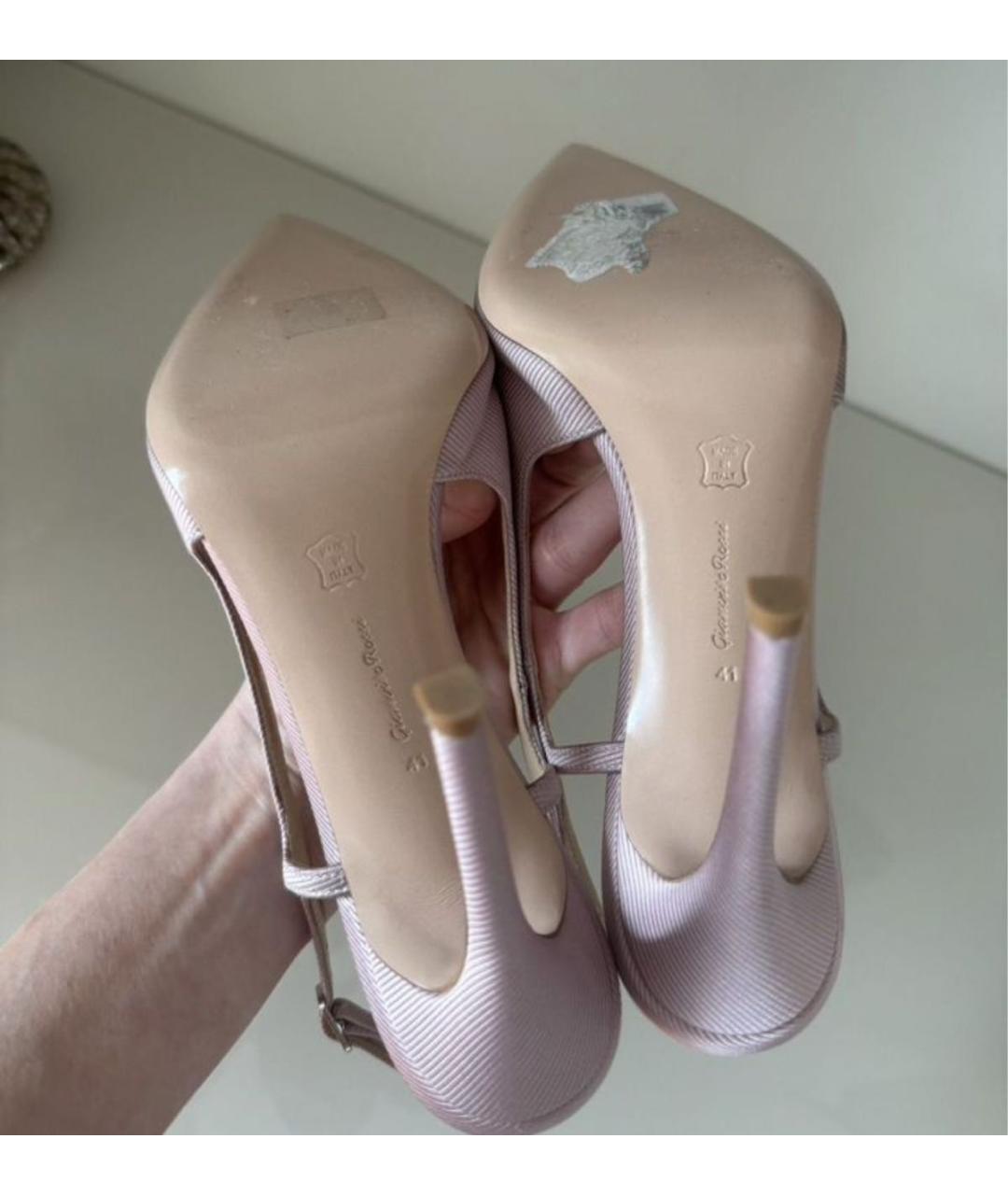 GIANVITO ROSSI Розовые текстильные туфли, фото 5