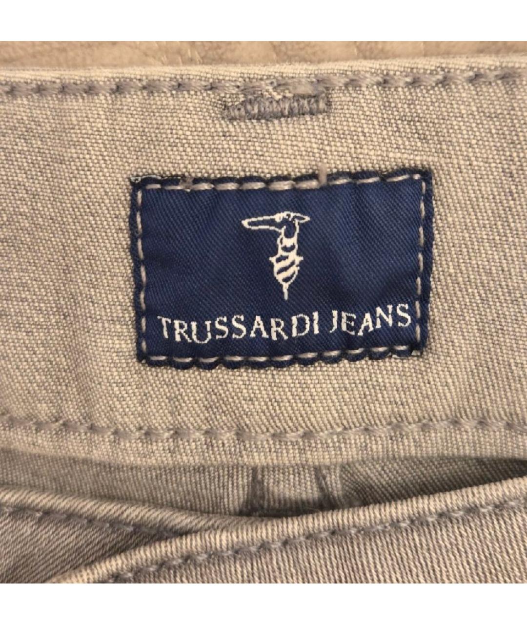 TRUSSARDI JEANS Серые хлопковые прямые джинсы, фото 9