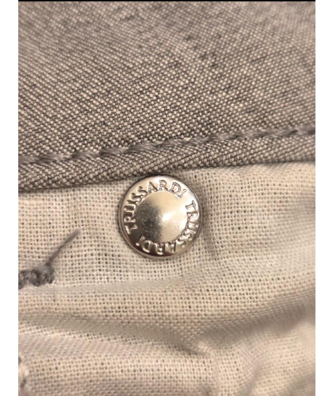 TRUSSARDI JEANS Серые хлопковые прямые джинсы, фото 7