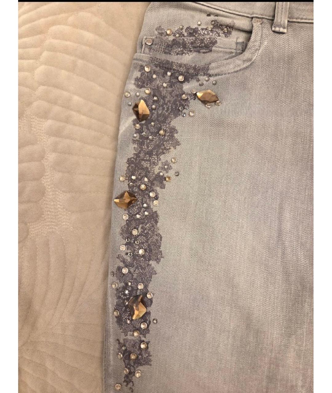 TRUSSARDI JEANS Серые хлопковые прямые джинсы, фото 4