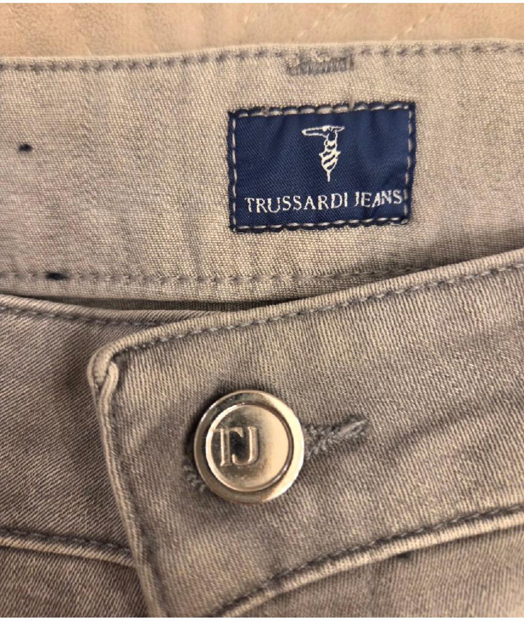 TRUSSARDI JEANS Серые хлопковые прямые джинсы, фото 5
