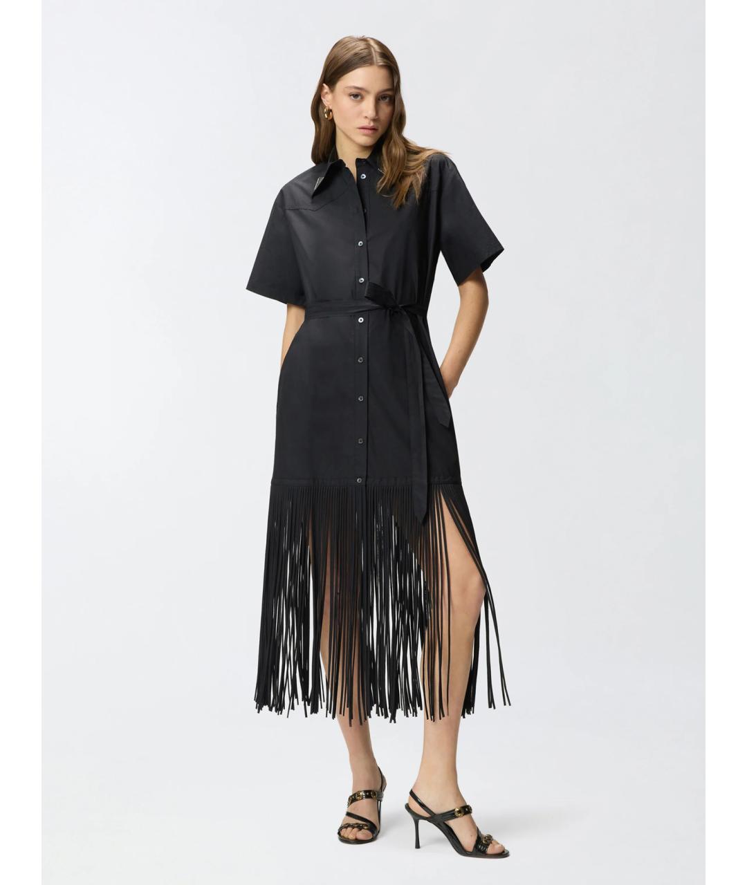 PINKO Черное хлопковое повседневное платье, фото 3