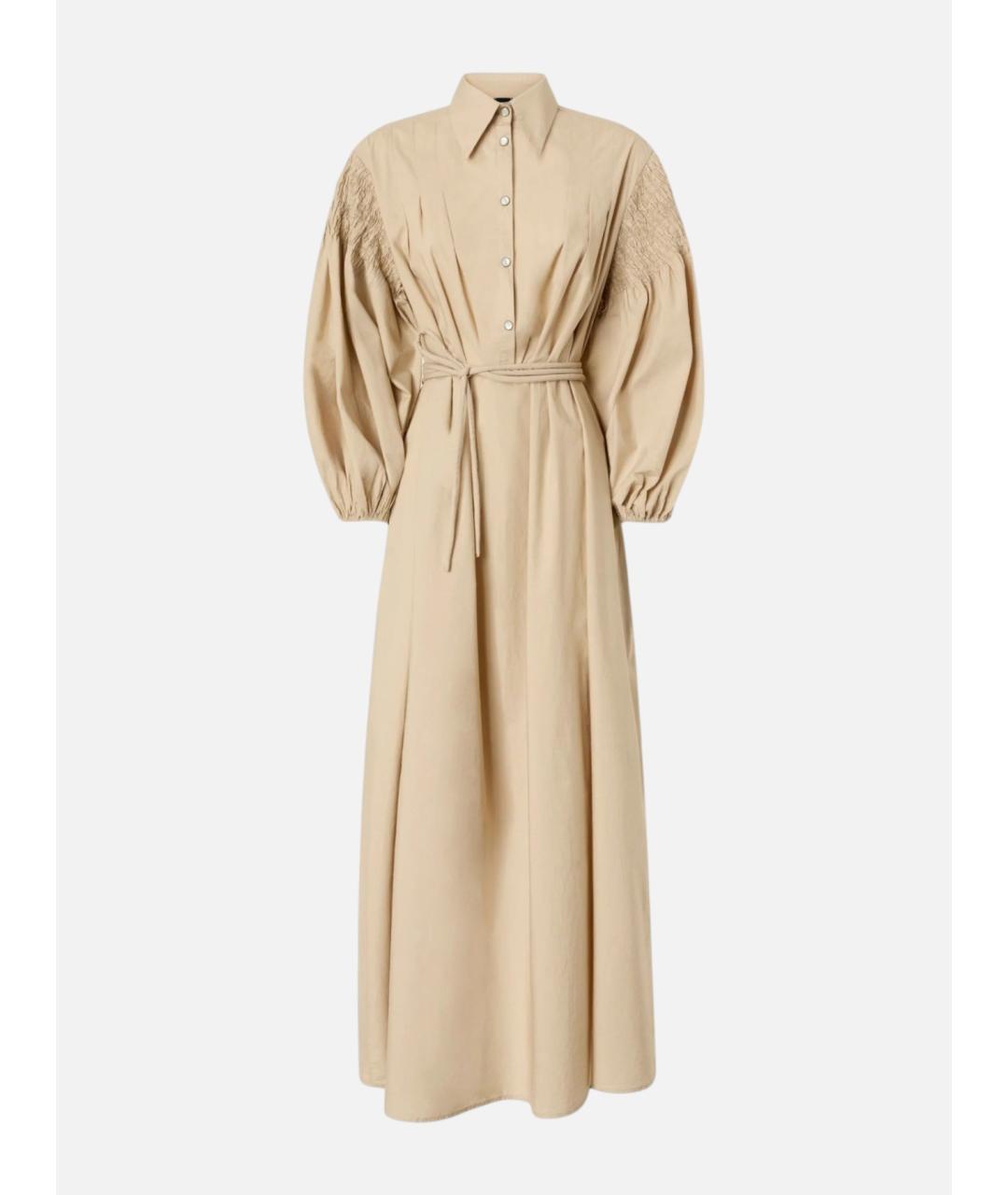 PINKO Бежевое хлопковое повседневное платье, фото 7