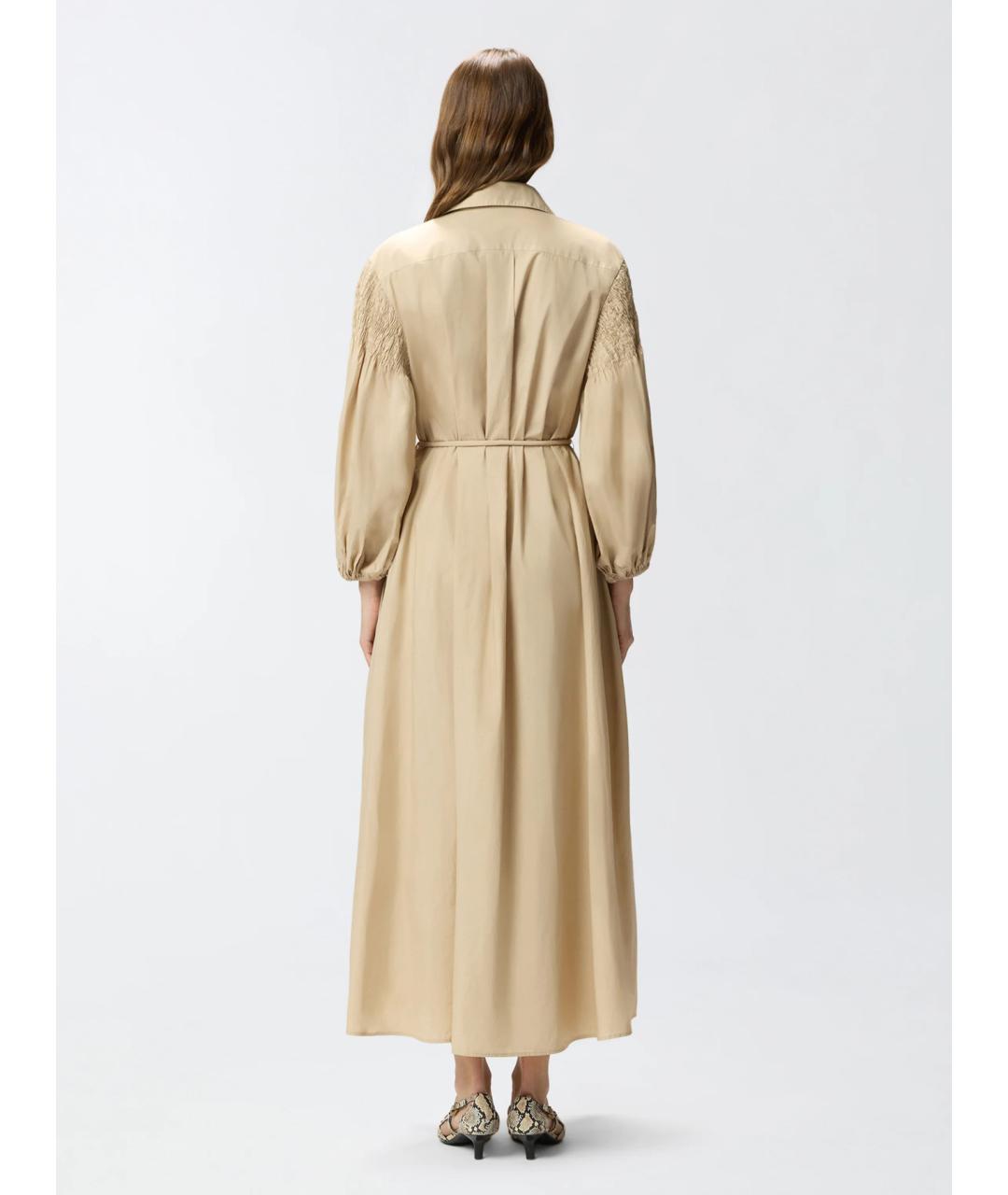 PINKO Бежевое хлопковое повседневное платье, фото 4